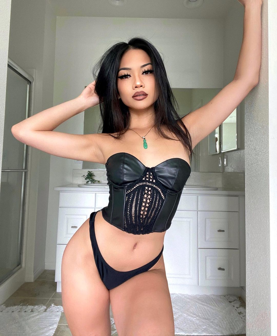 Beautiful Asian Girl In Black Lace Top