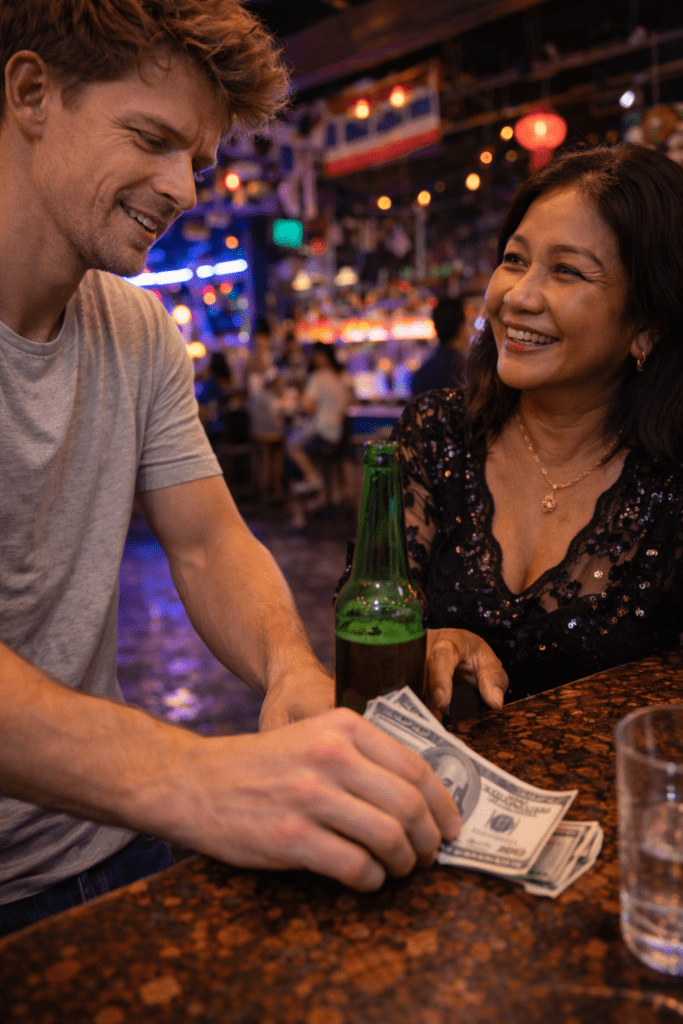 Leaving A Tip In The Bar