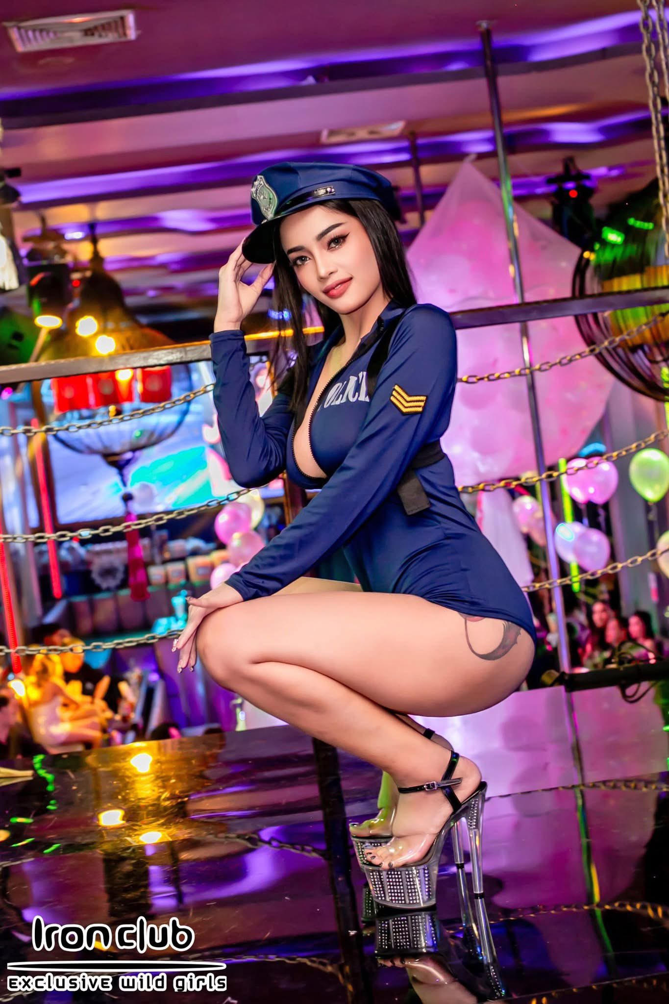 Police uniform worn by bar girl
