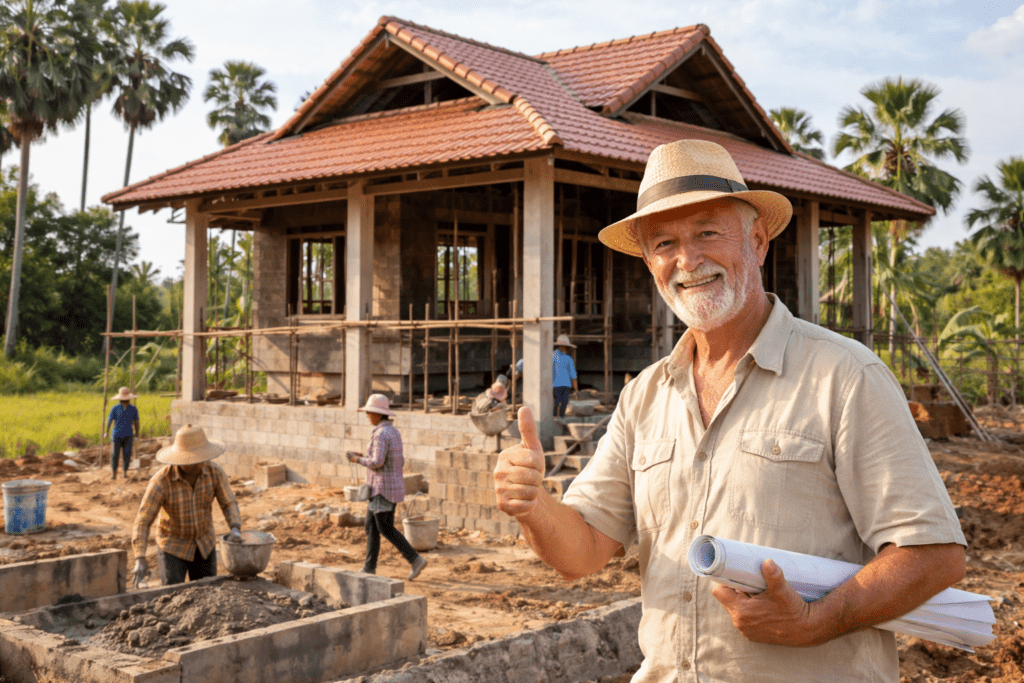 Farang Getting House Built In Isan