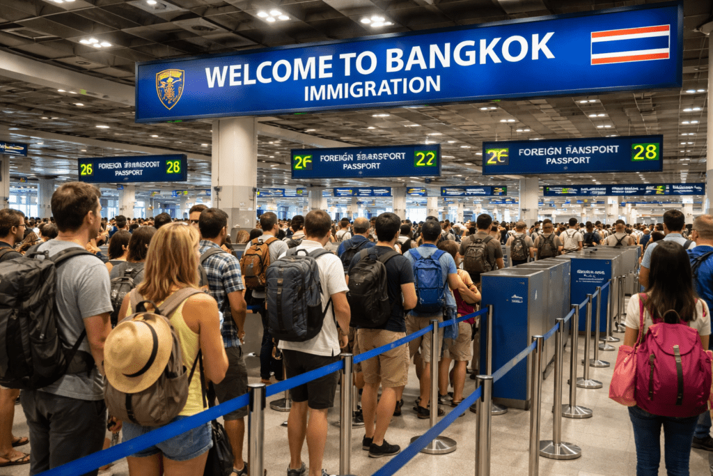 Immigration Line At Bangkok Airport