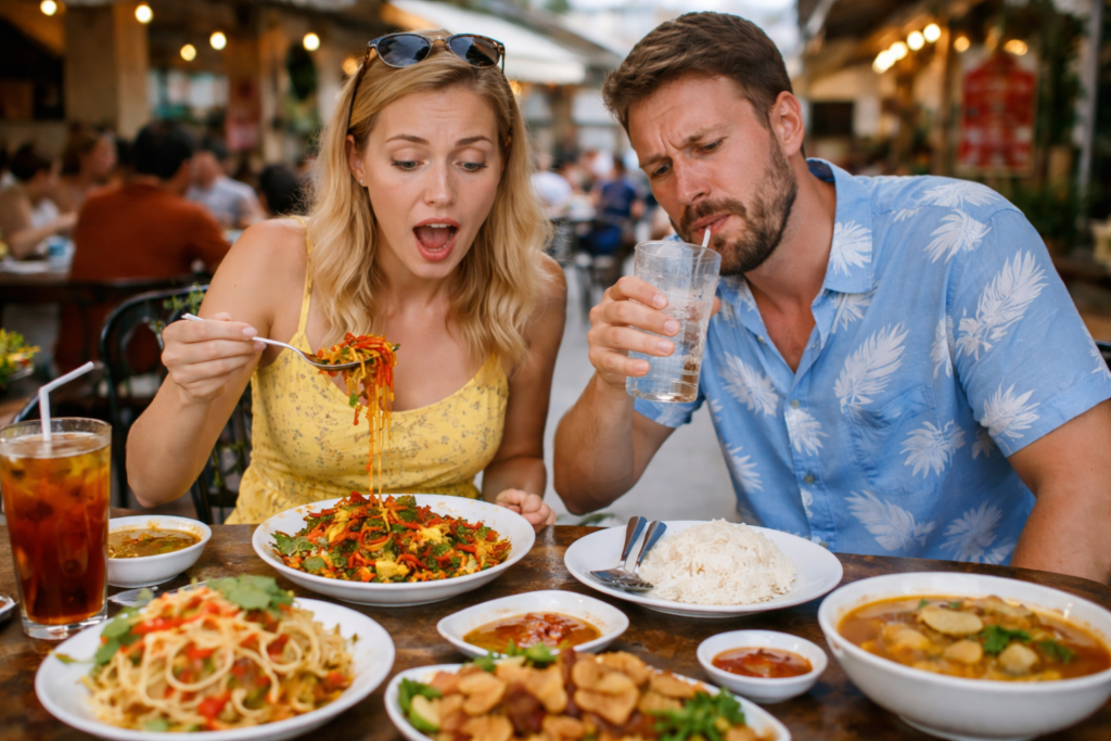 Careful Eating Spicy Street Food