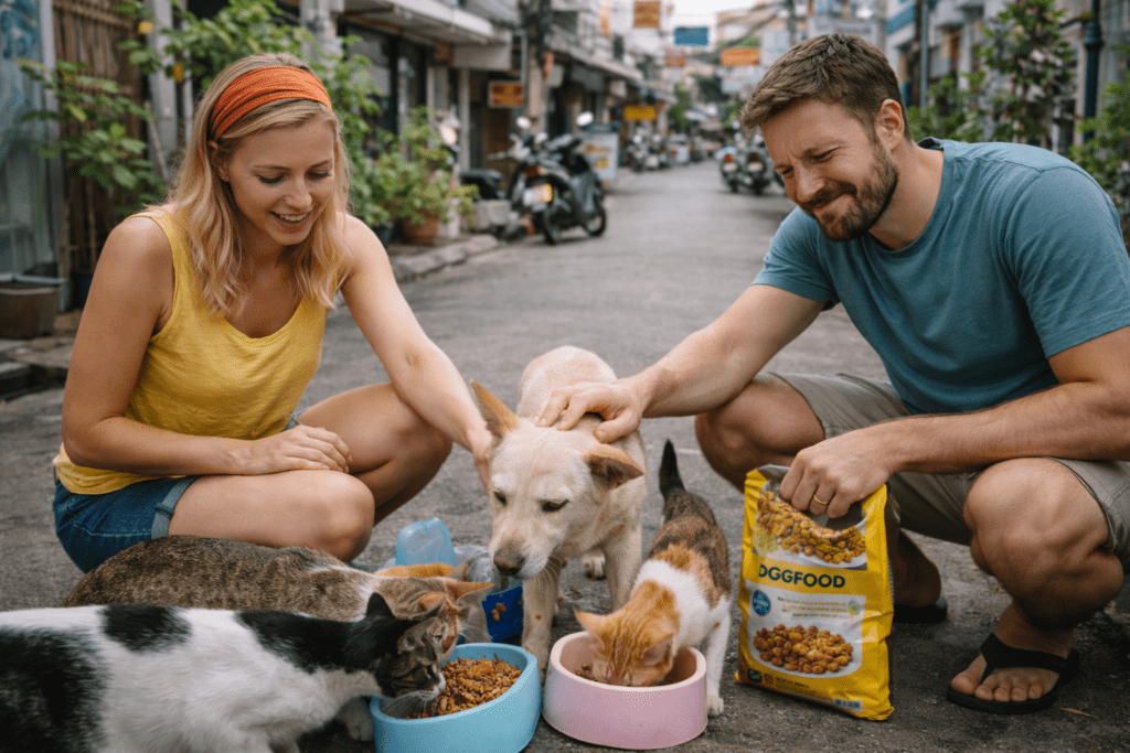 Feed Stray Dogs In Thailand