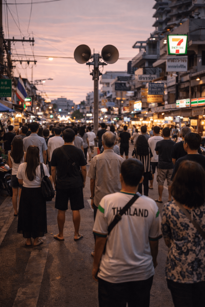 People Stopping in the Street for the National Anthem
