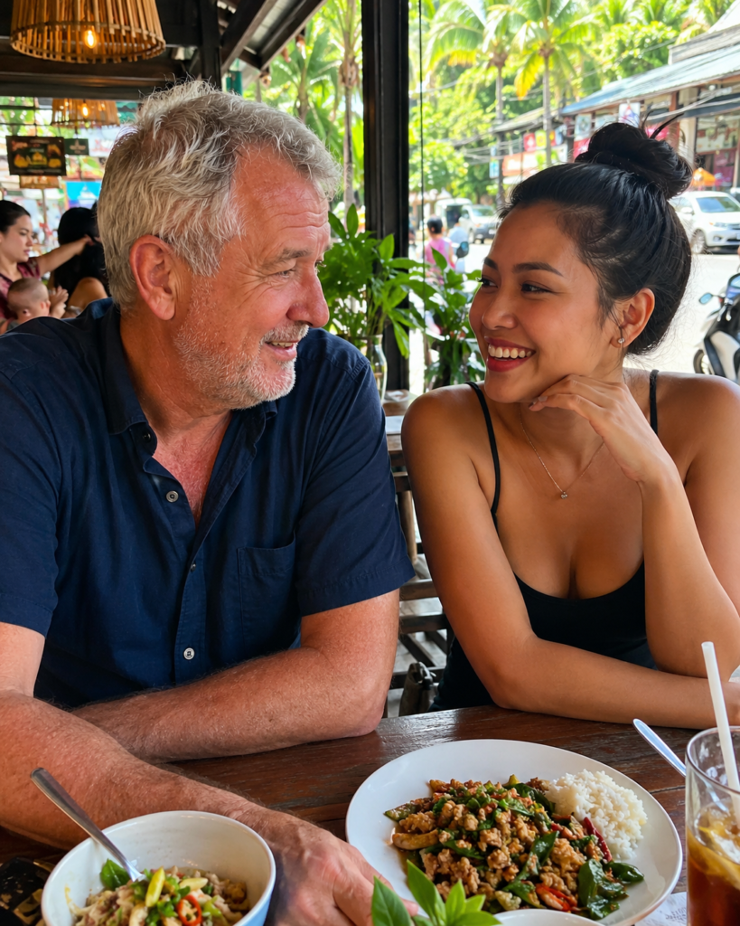 Older man dating a younger Thai woman in Thailand