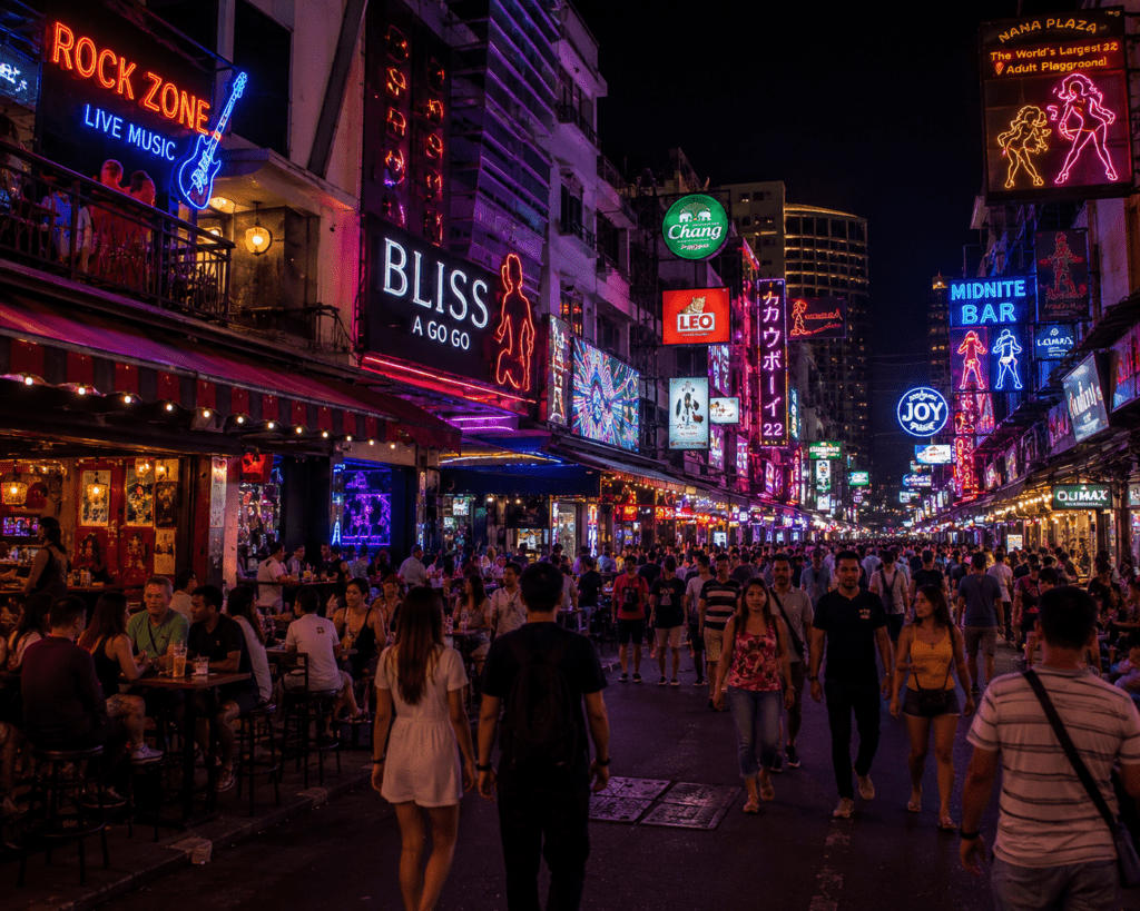 Vibrant late night lifestyle in Thailand