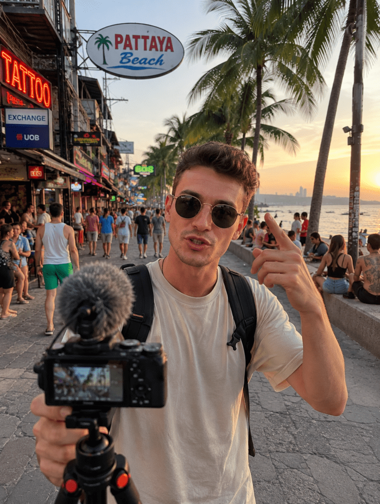 Young Western tourists in Thailand acting overconfident