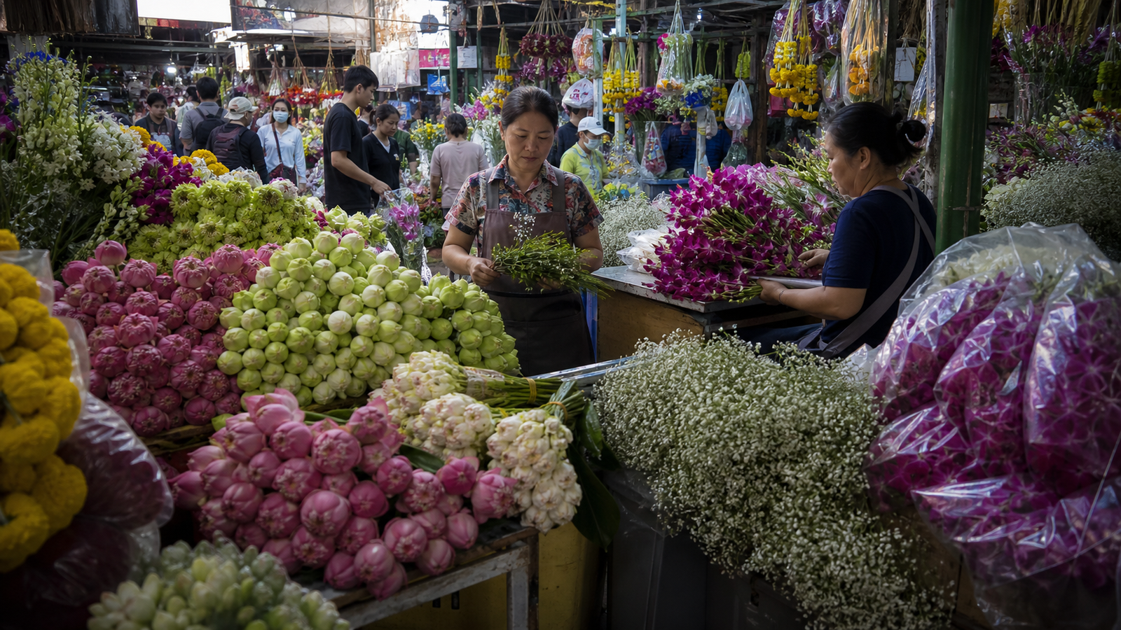 Bangkok Flower Market near Wat Mangkon MRT