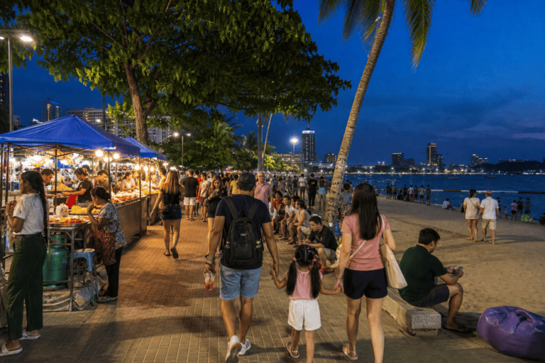 Central Pattaya Beach and Beach Road Crowds