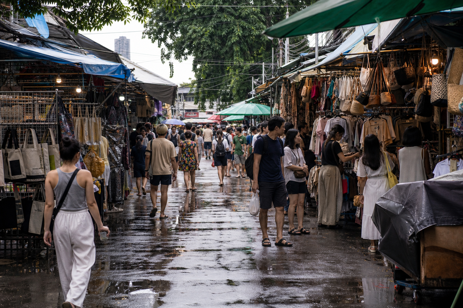 Chatuchak Weekend Market in Wet Weather