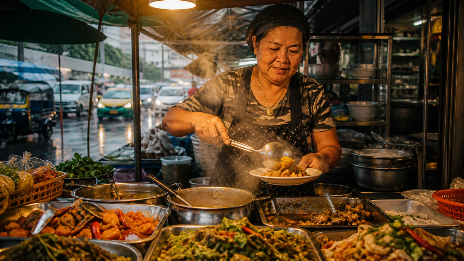 Eating Street Food During the Rainy Season