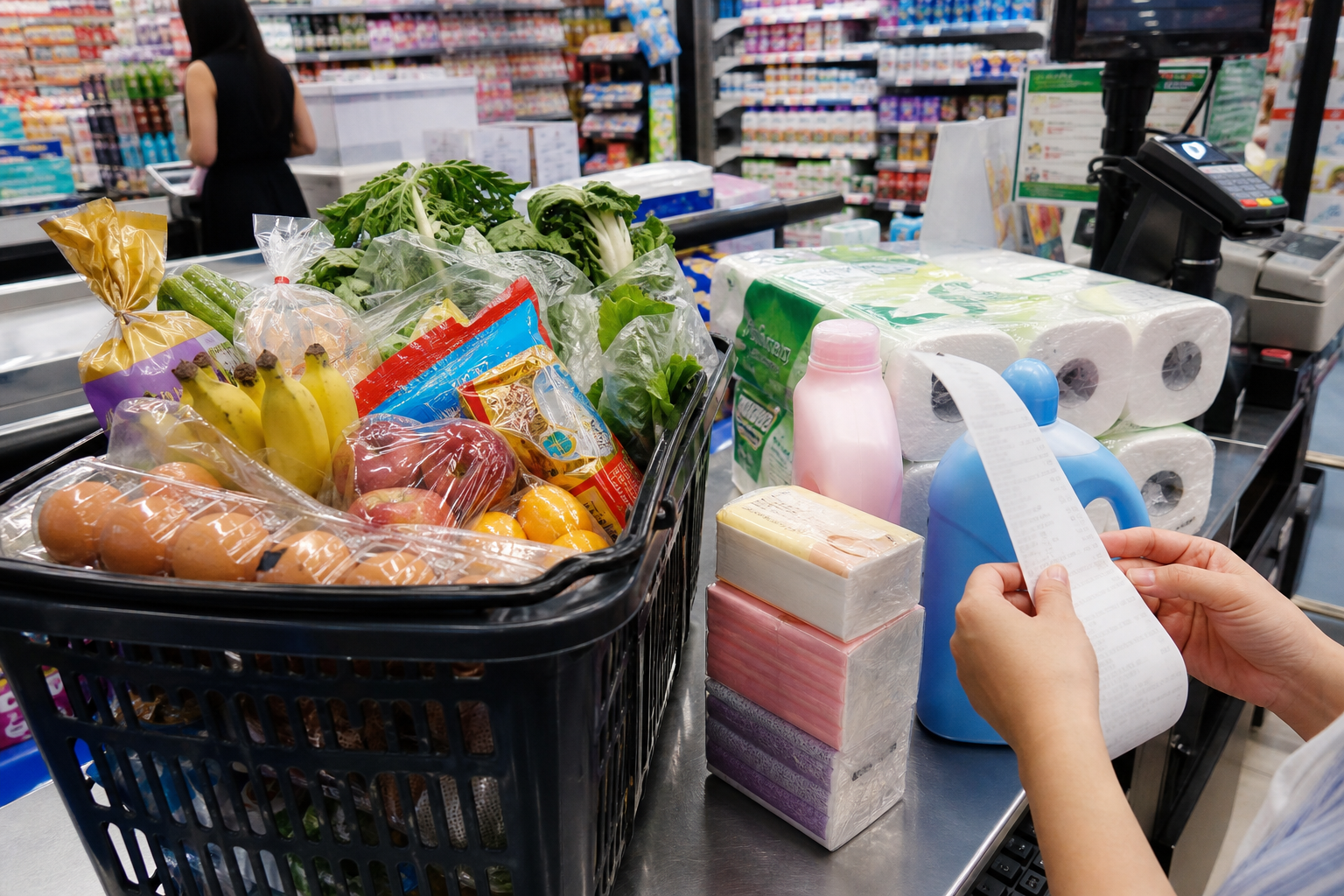 Household Essentials and Paying at the Checkout