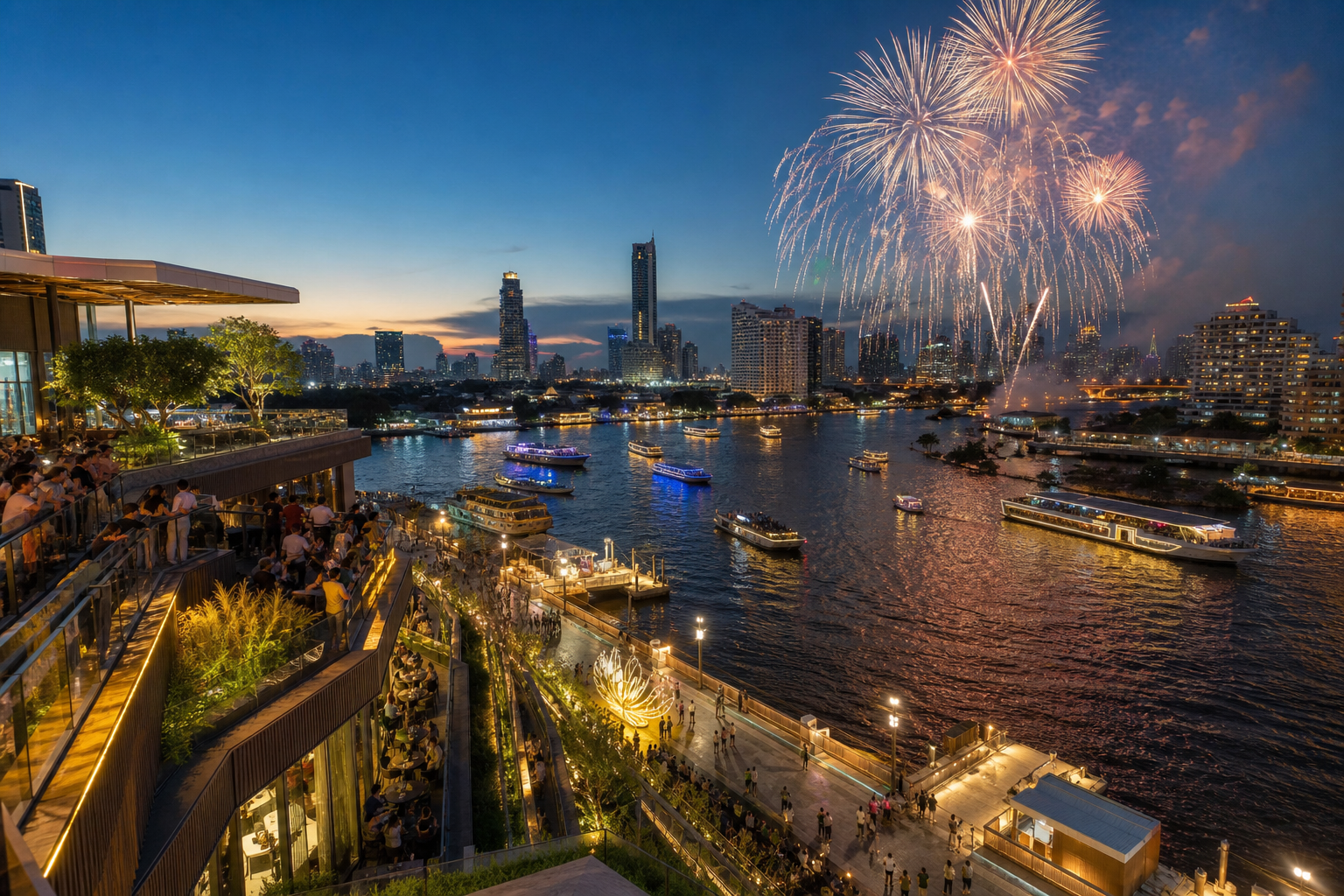 Napalai Terrace, Fireworks, and Riverside Evening Plans