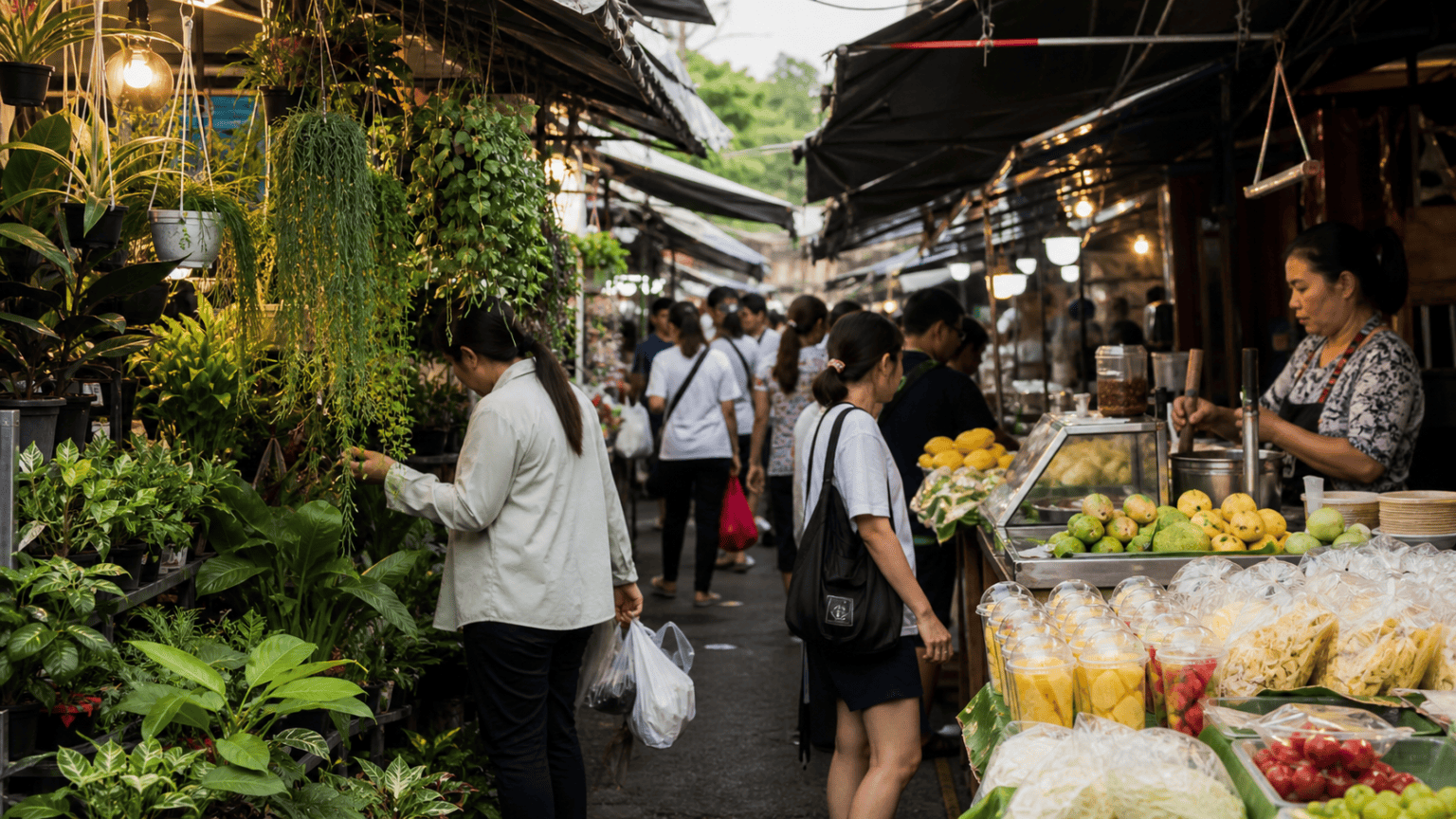 Shopping for Plants Food and Local Goods