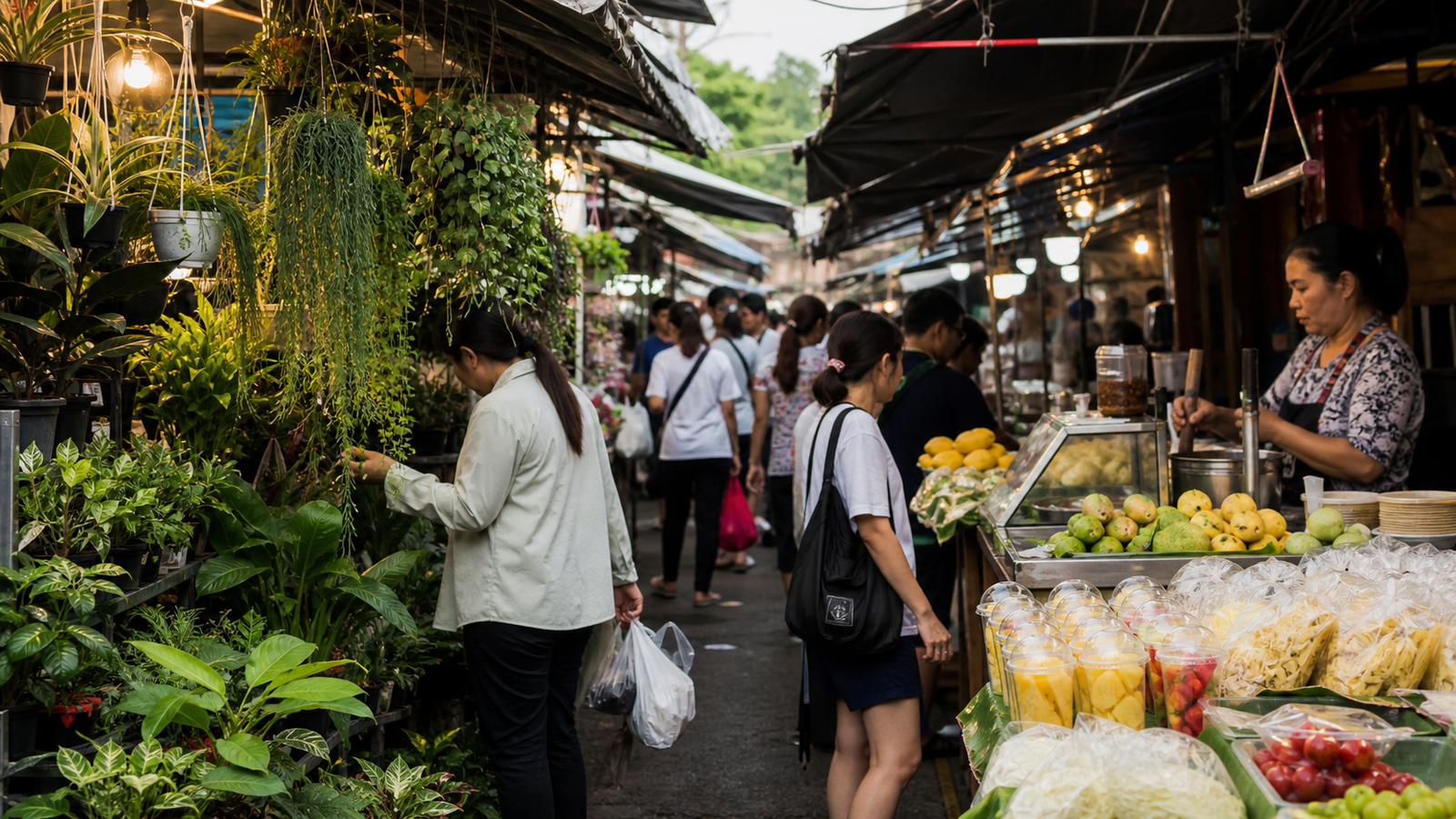 Shopping for Plants Food and Local Goods