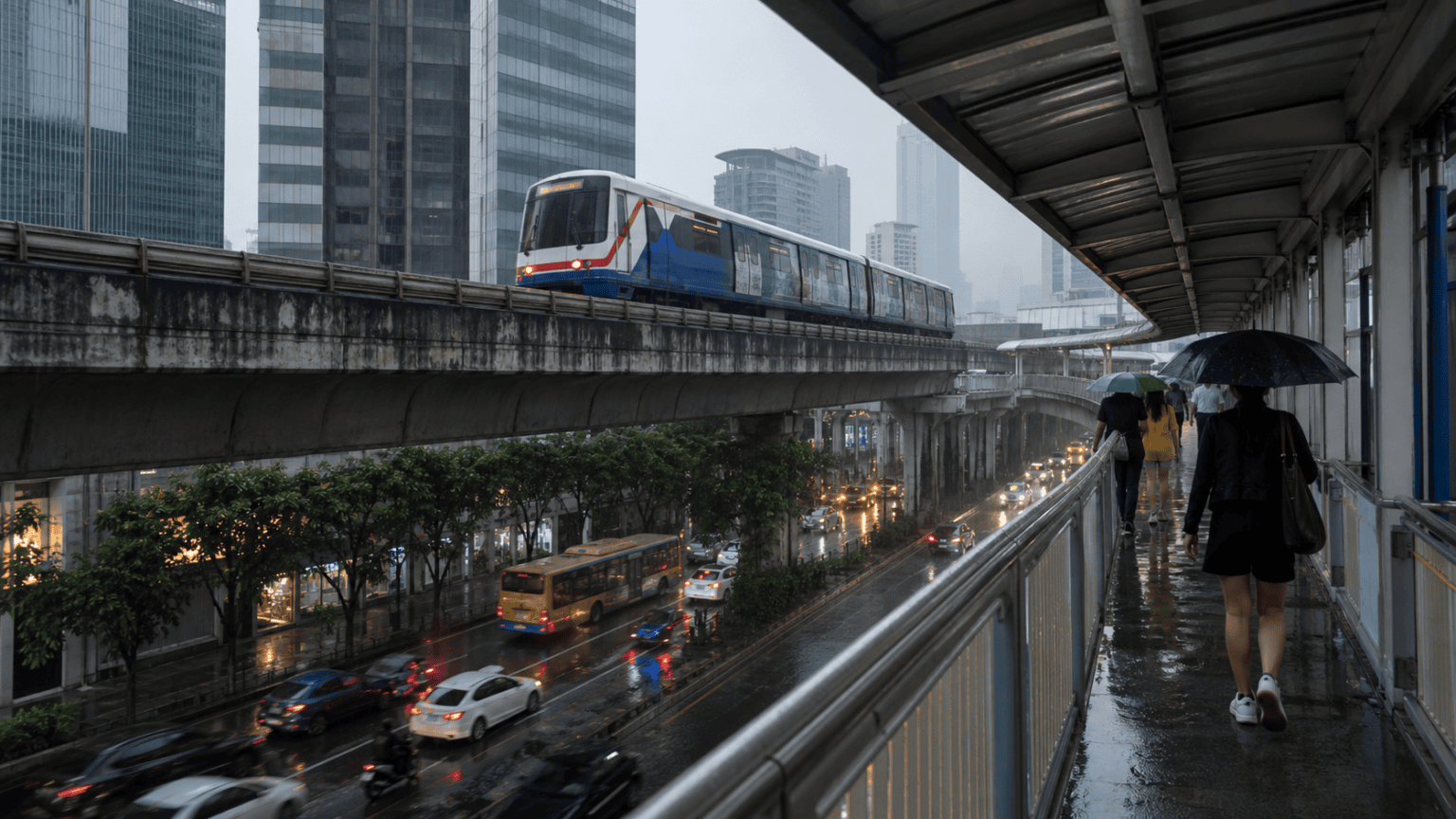 Traveling Around Bangkok in Heavy Rain