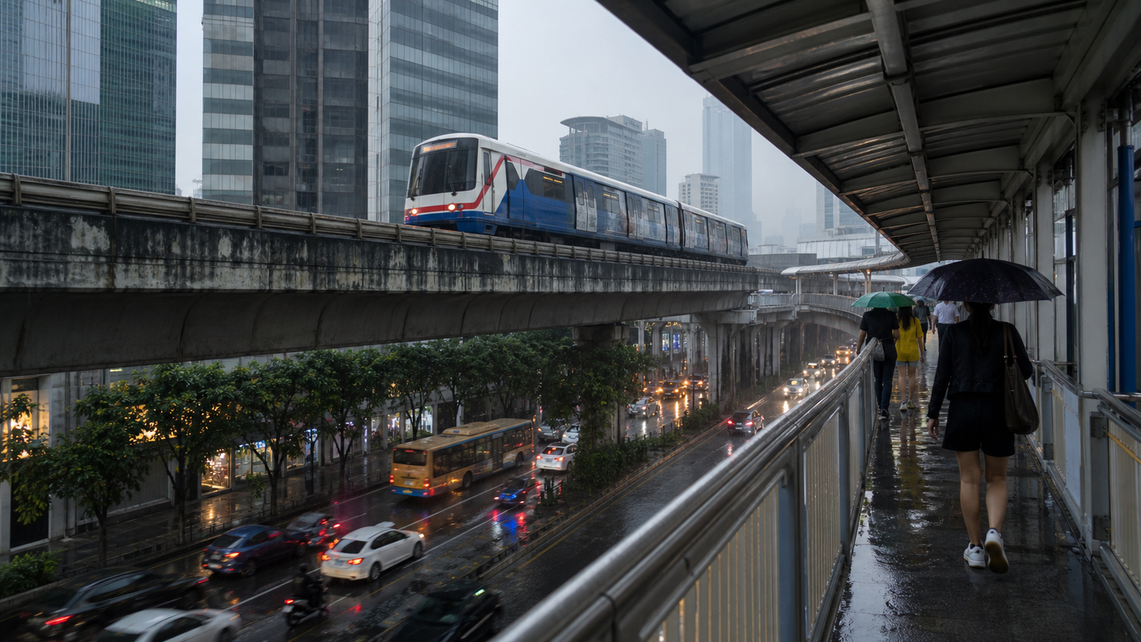 Traveling Around Bangkok in Heavy Rain