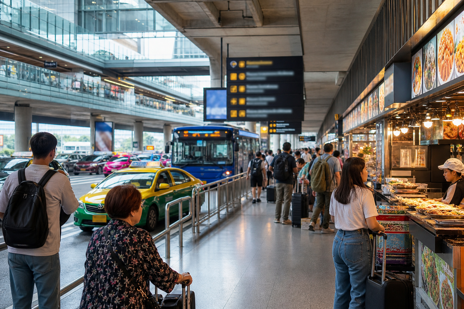 Airport Floors: Taxis, Buses and Food