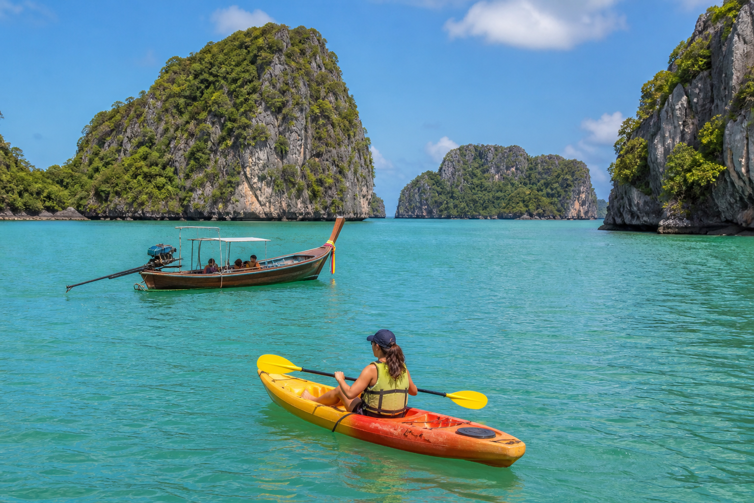 Kayaking among islands in Ang Thong Marine Park