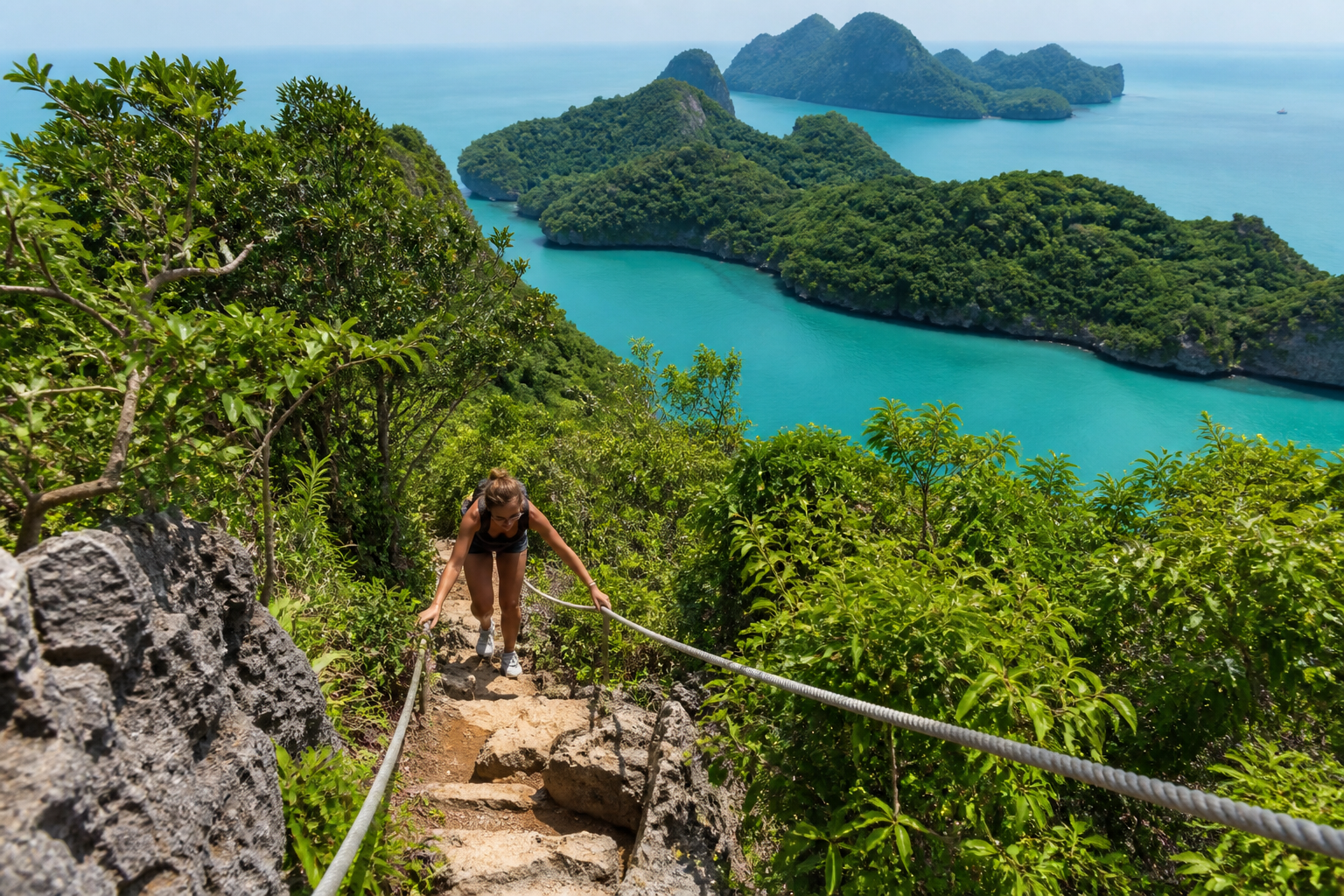 Steep viewpoint hike to a lagoon in Ang Thong Marine Park