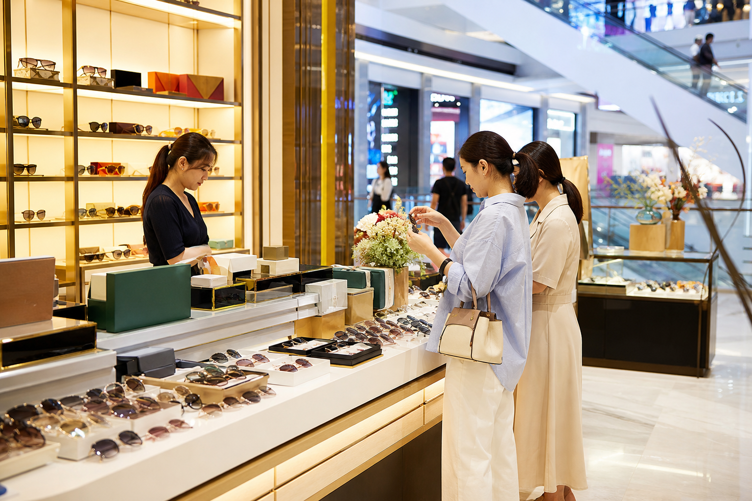Authentic sunglasses and gifts in a Bangkok mall