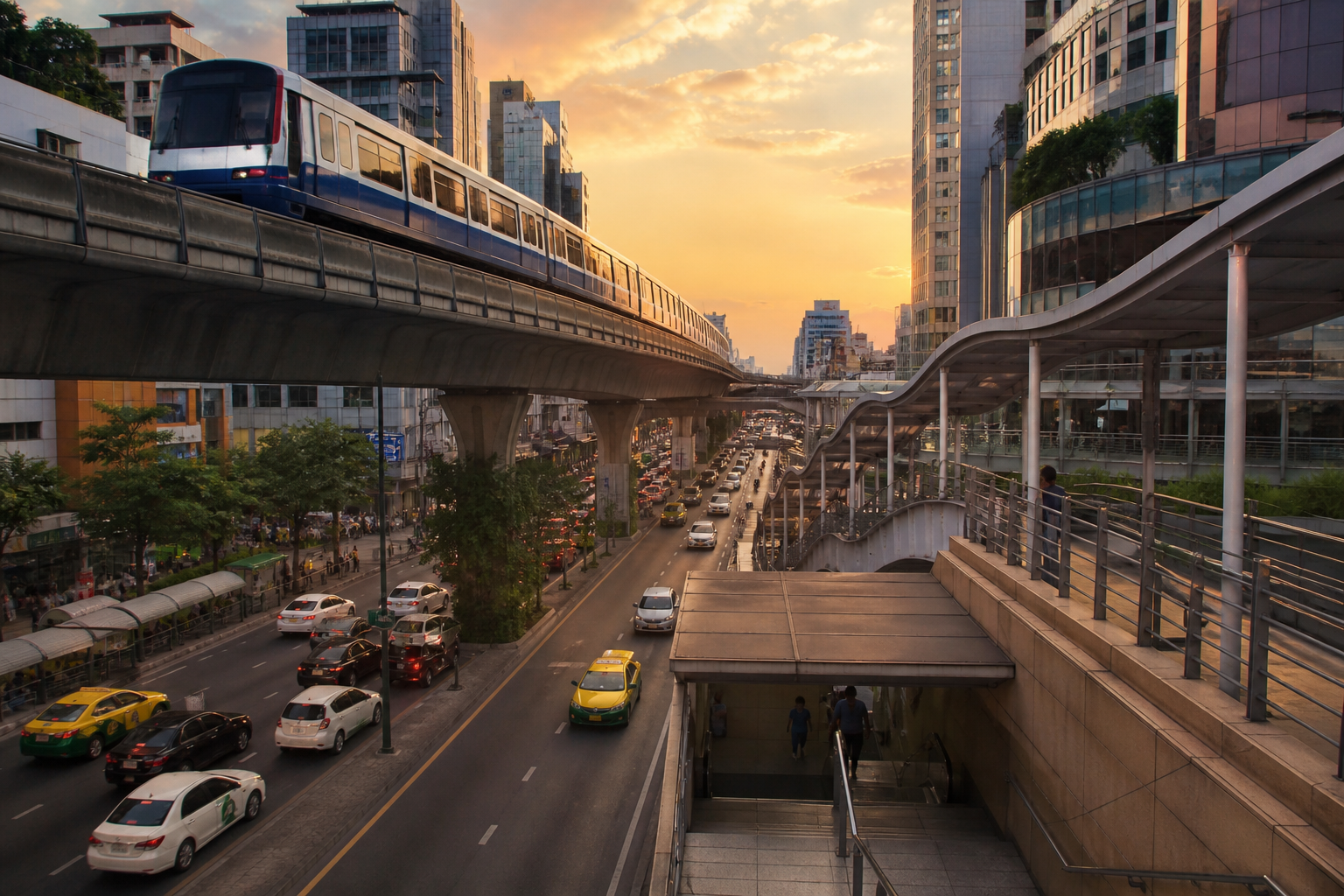 Bangkok BTS MRT and taxi transport options