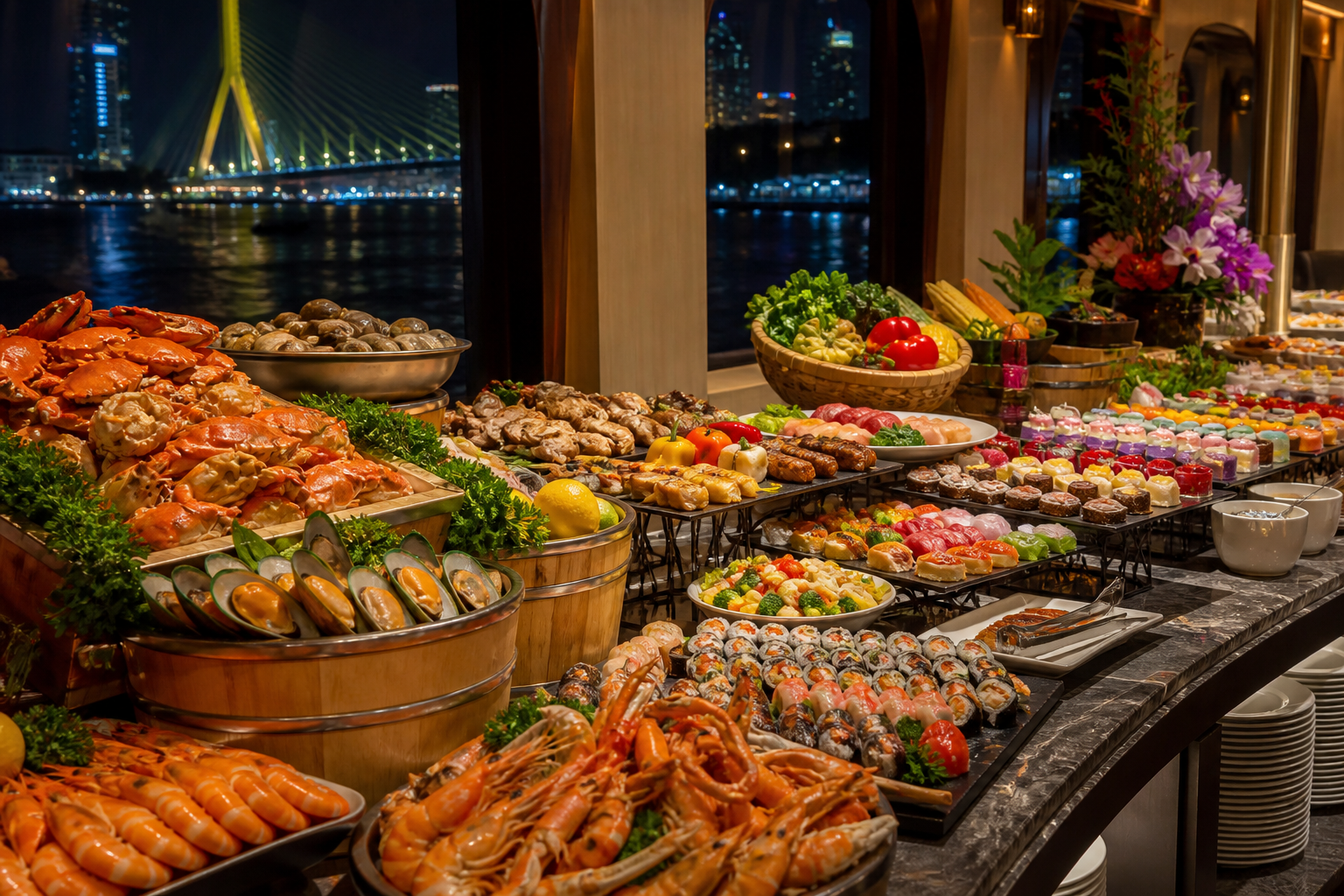 Buffet Food and Drinks Included on Board