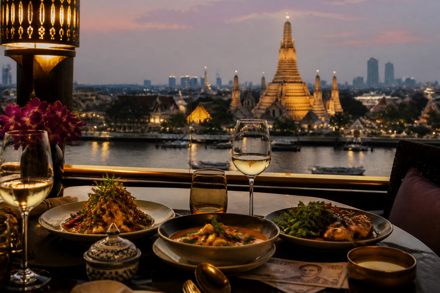 Bangkok Luxury Dining Costs in Thai Baht