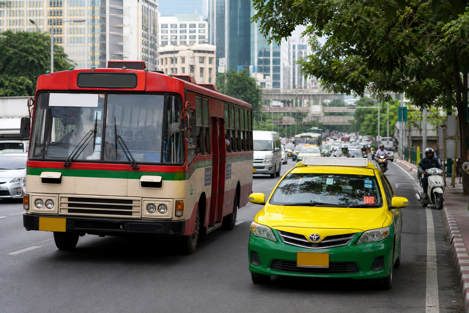 Motorbike Taxis and Tuk-Tuks in Bangkok