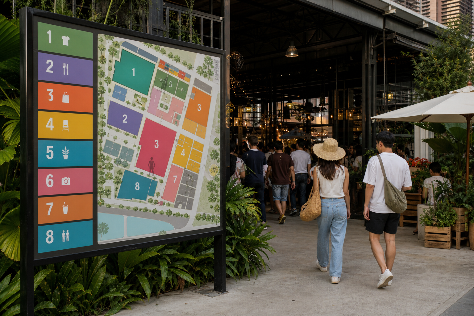 Chatuchak market map and entrance guide for numbered sections