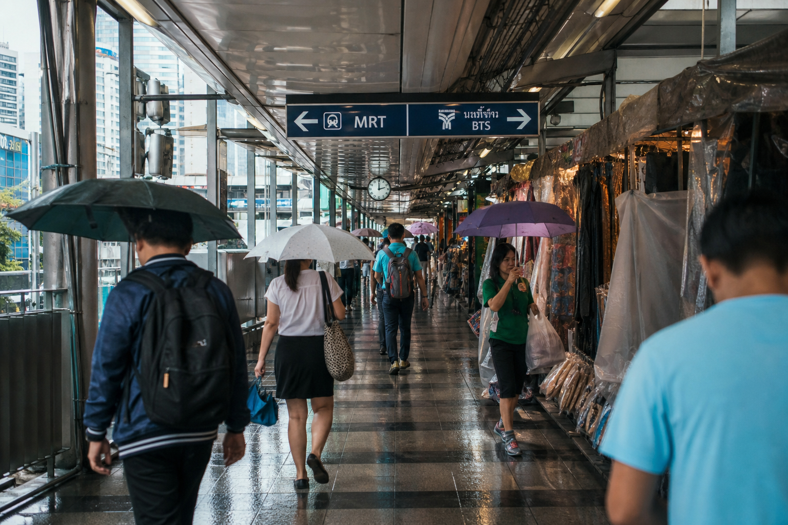 Covered Market Walk Between Bangkok Transit Lines