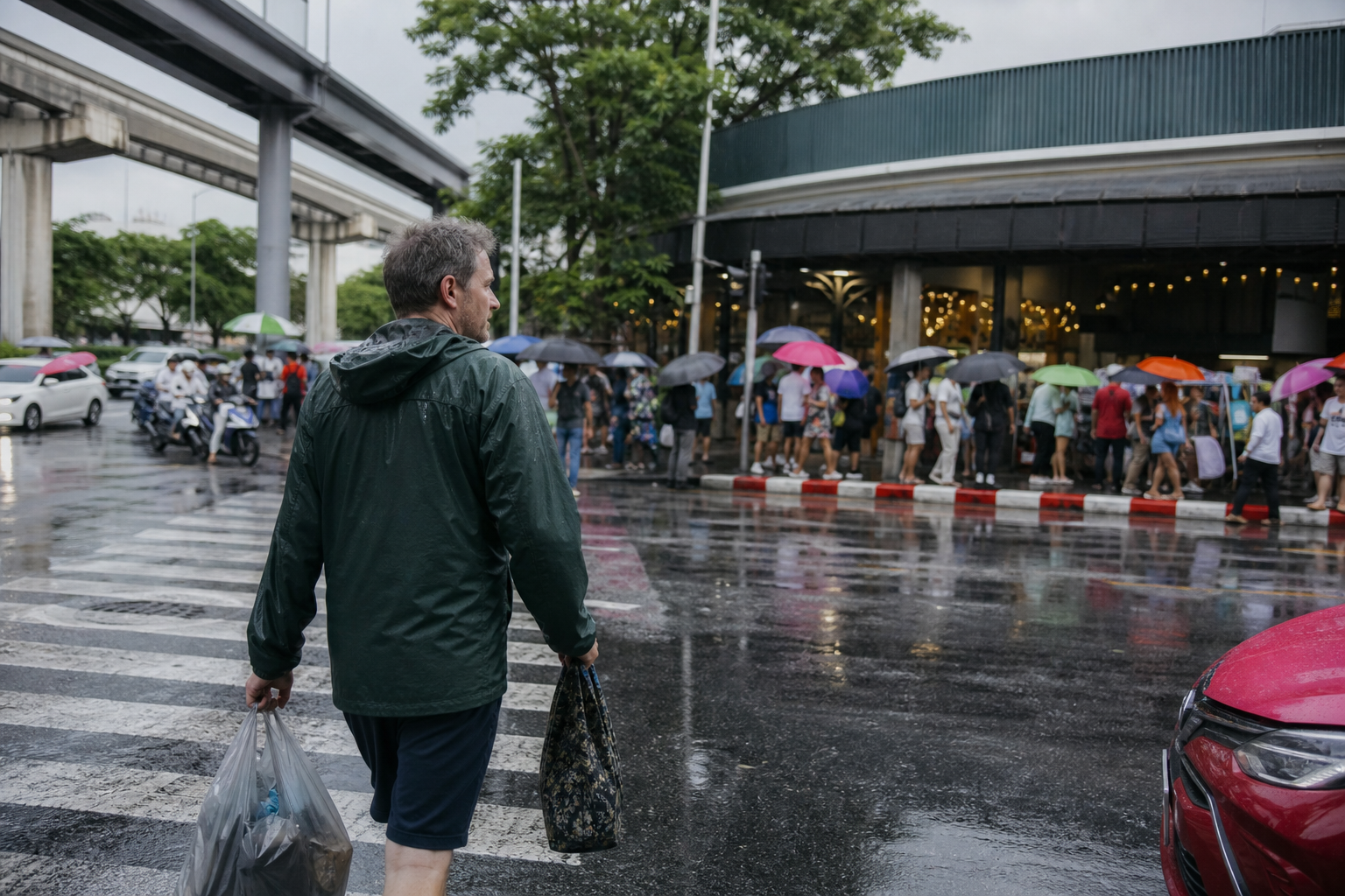 Crossing to Chatuchak Mix in the Rain