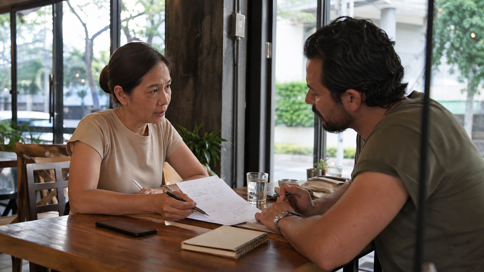 Discussing Money Before Returning to a Hotel