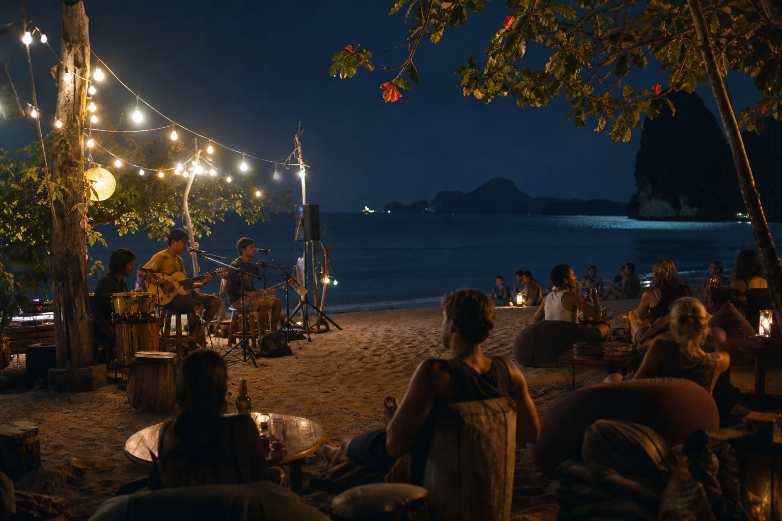 Drinking on the Beach With the Thai Band