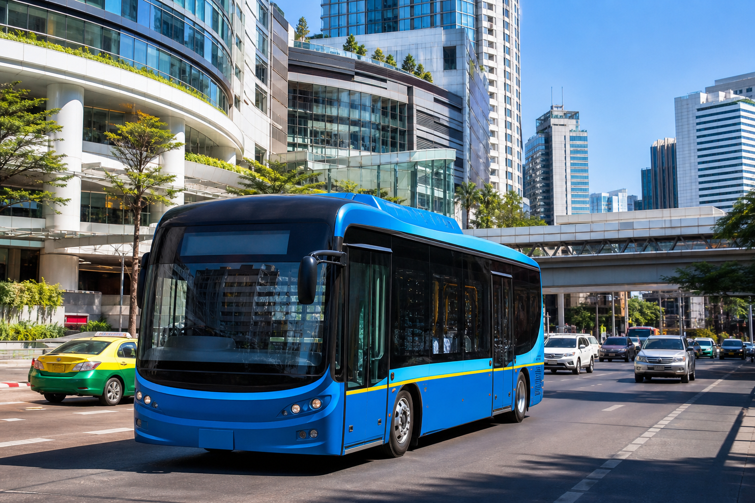 Bangkok electric smart bus near Terminal 21
