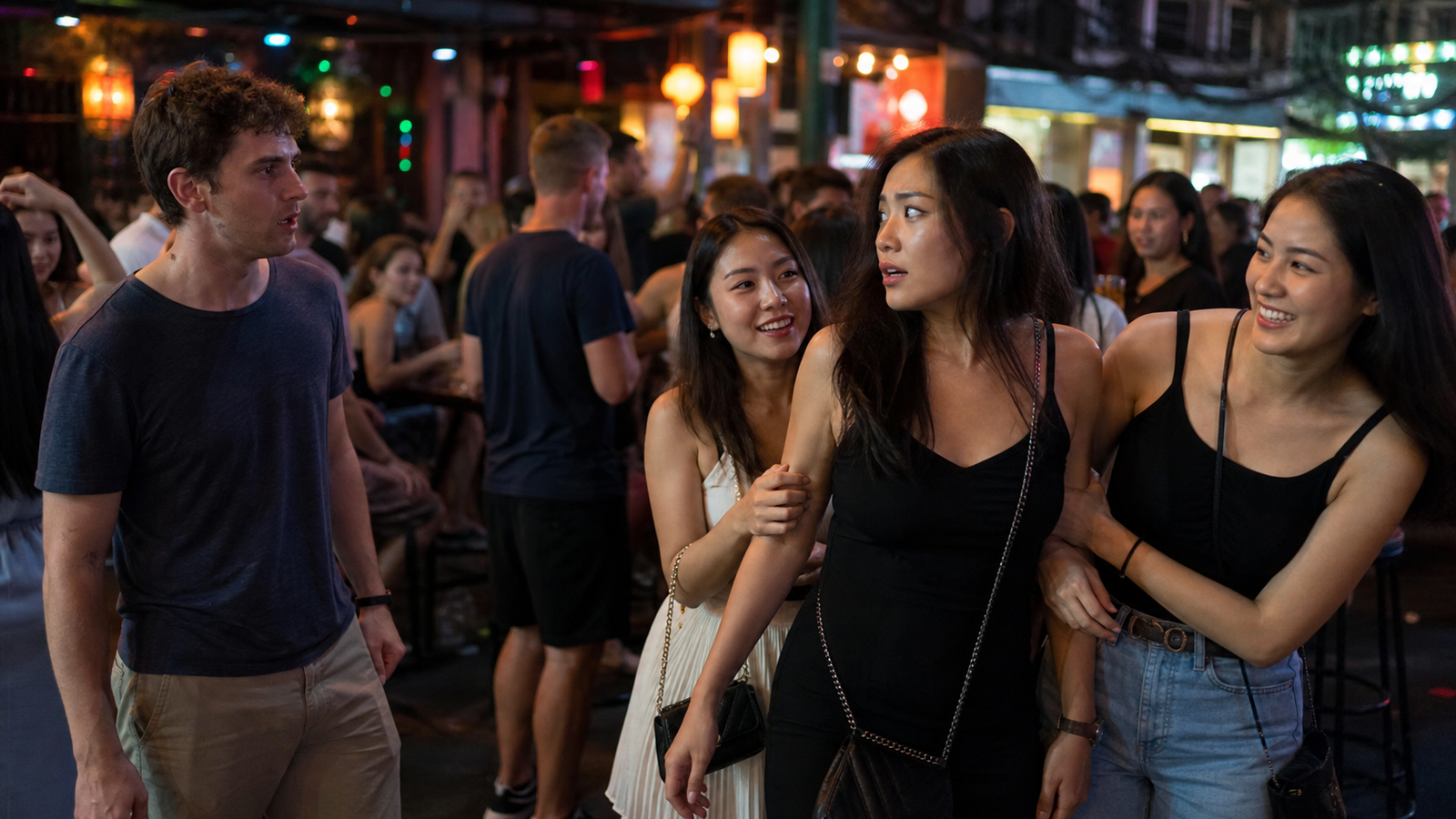 Friends Interrupt a Bangkok Bar Romance