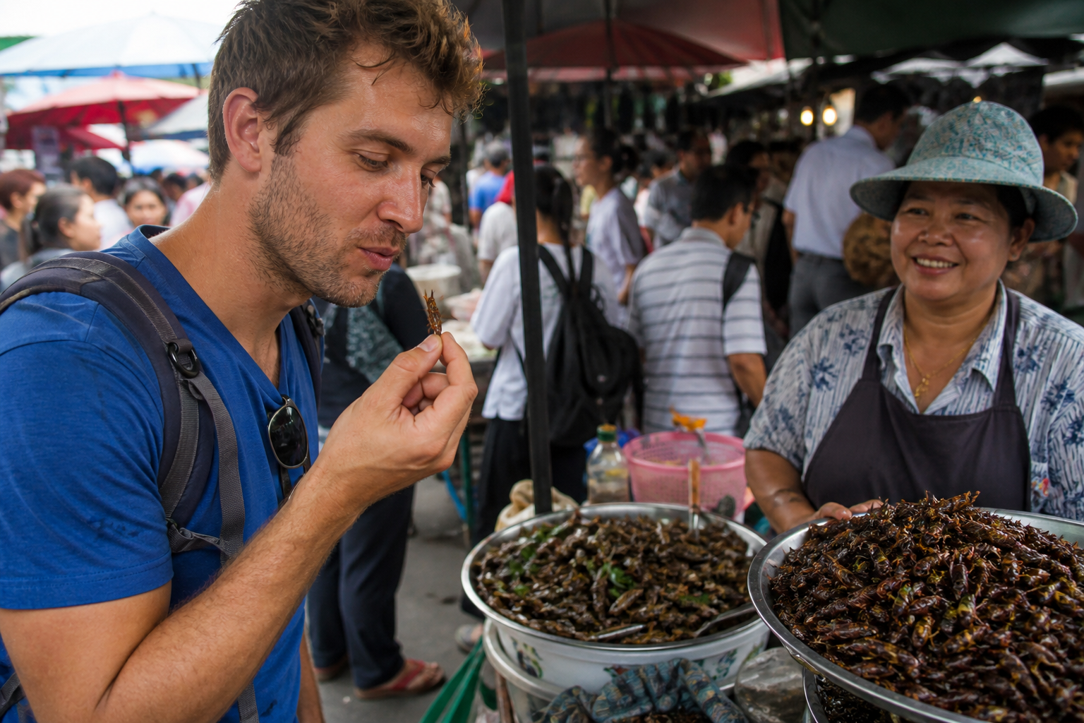 Trying Grasshoppers and Local Food