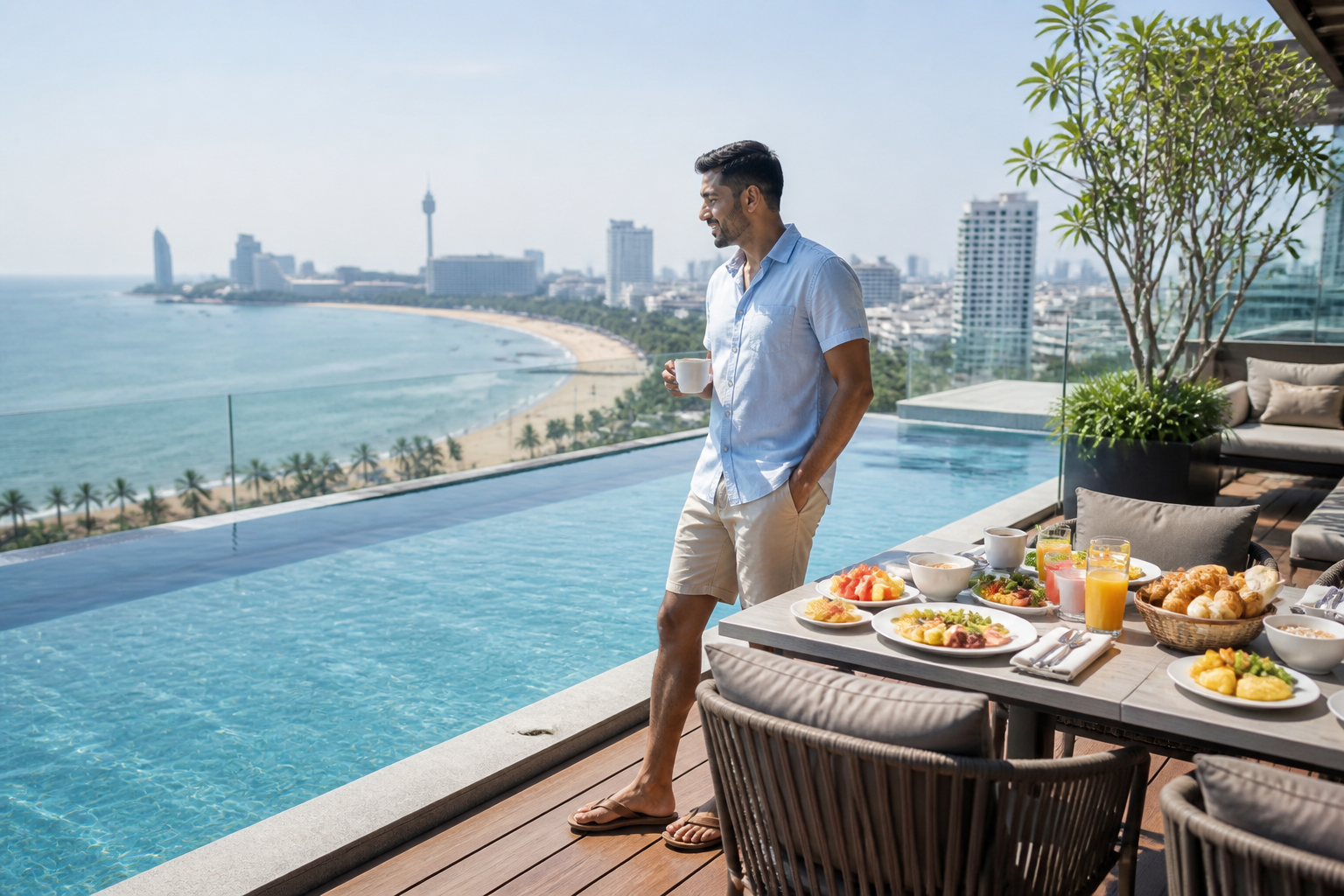 Hotel Breakfast Rooftop Pool and Pattaya Beach
