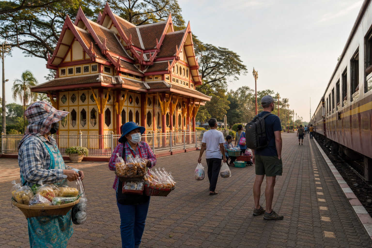 Hua Hin Railway Station and Train Vendors