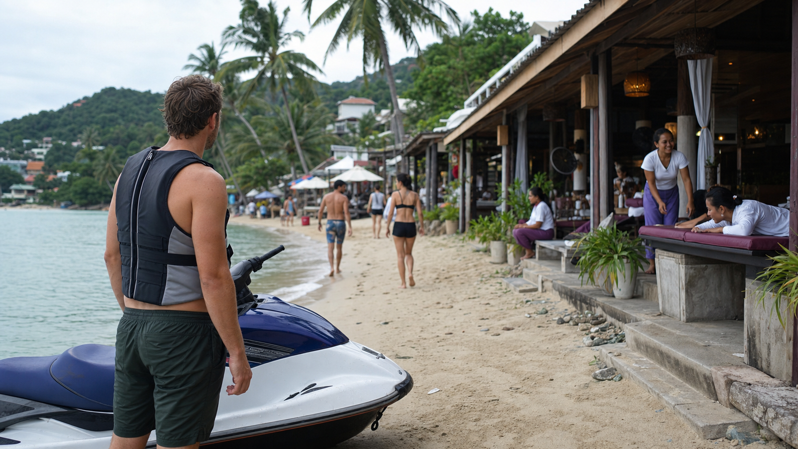 Jet Skis Lead to a Koh Samui Massage Shop