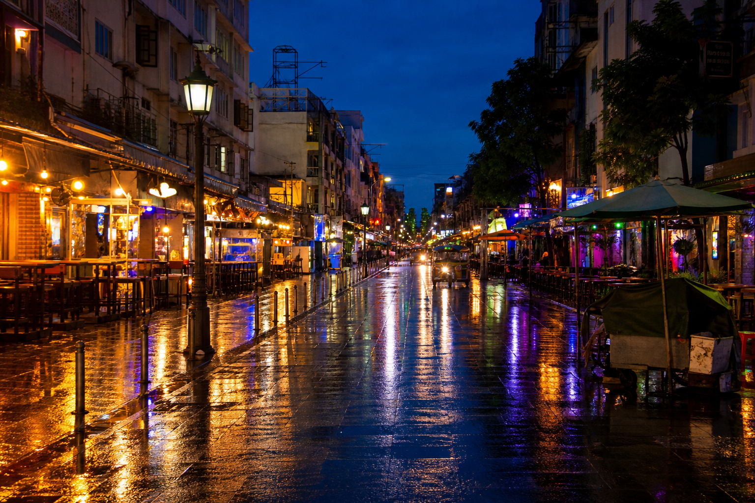 Khao San Road Nightlife After Rain