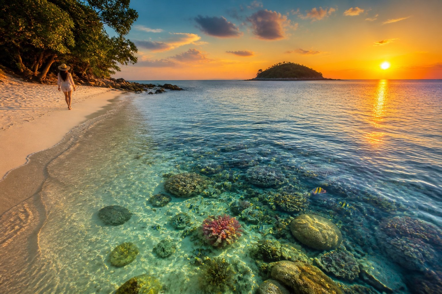 Koh Lipe Sunset Beach for Coral Reefs and Sunsets