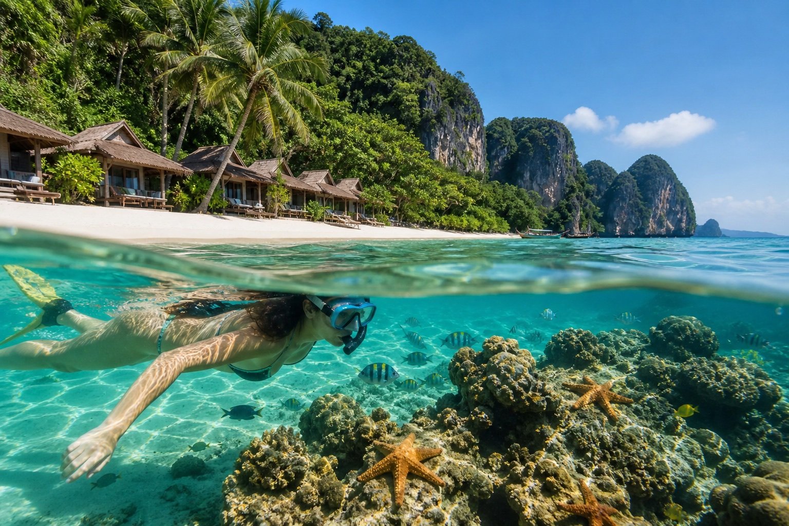 Koh Phi Phi Long Beach for Snorkelling and Quiet Stays