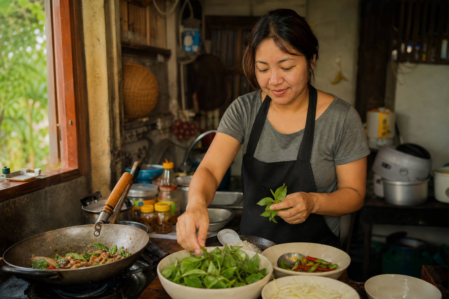 Kwan Works Hard At The Guesthouse