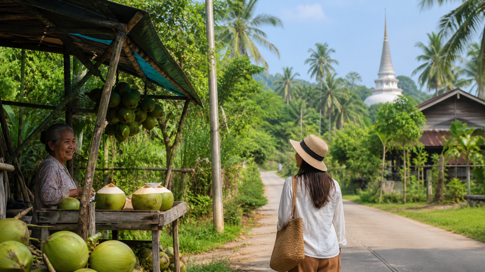 Nakhon Si Thammarat Village Journey and Coconut Stop