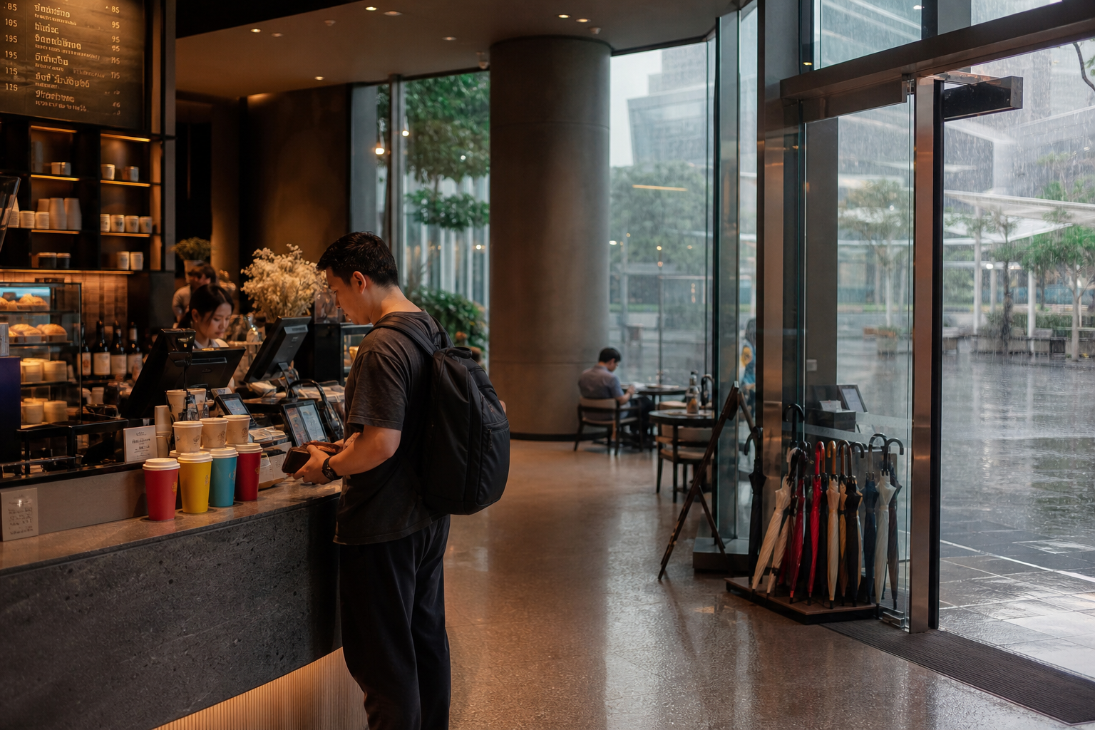 One Bangkok Mall Coffee Stop During Heavy Rain