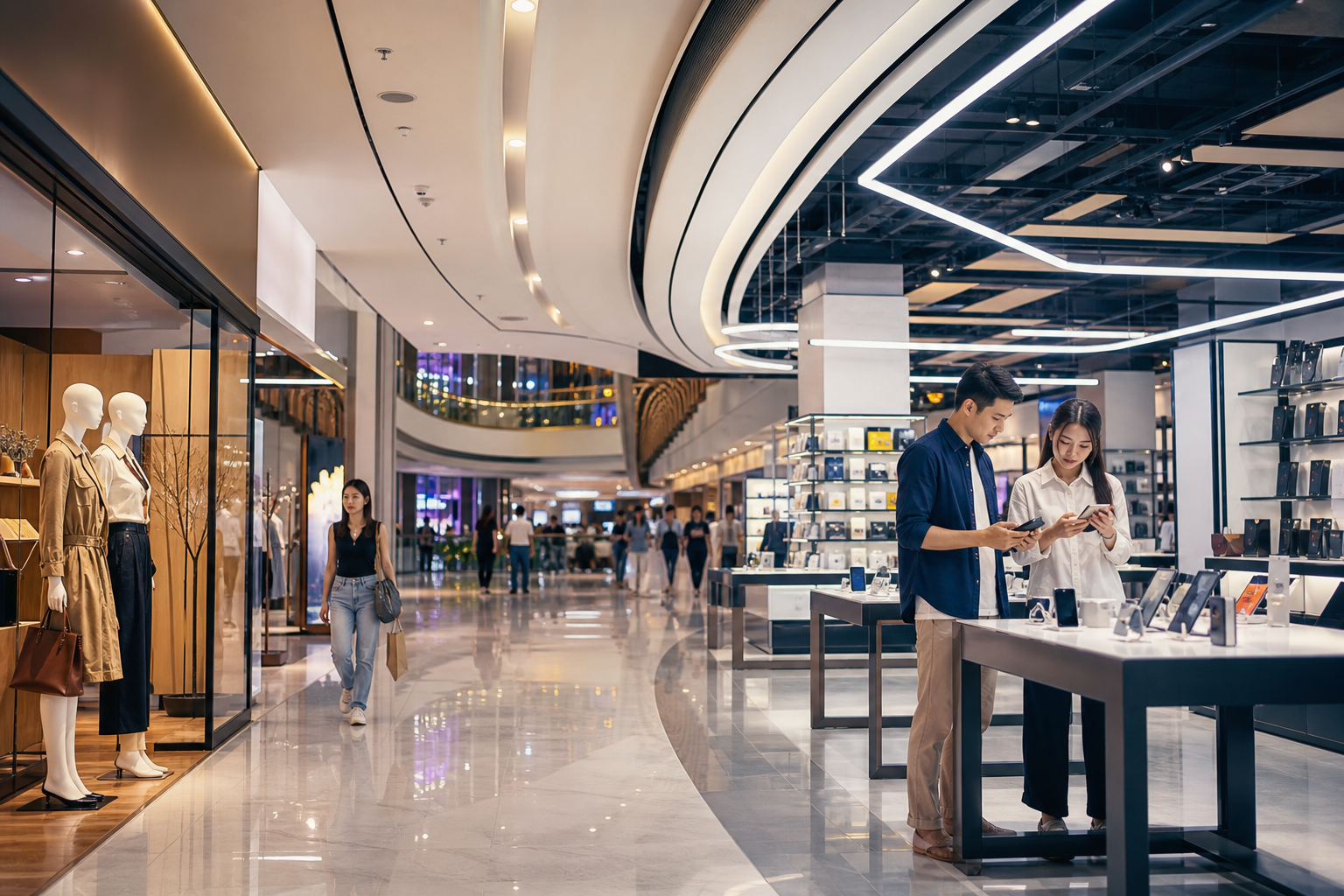 Authentic shopping and electronics stores in a Bangkok mall