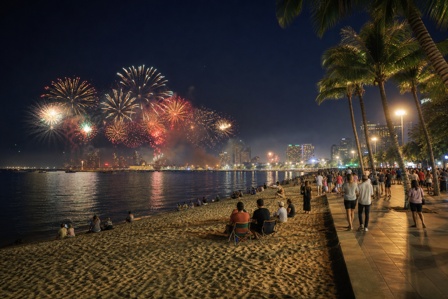 Pattaya beach New Year countdown alternative