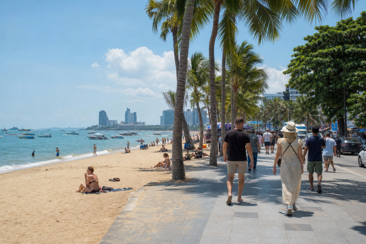 Pattaya Beach Road and Daytime Plans