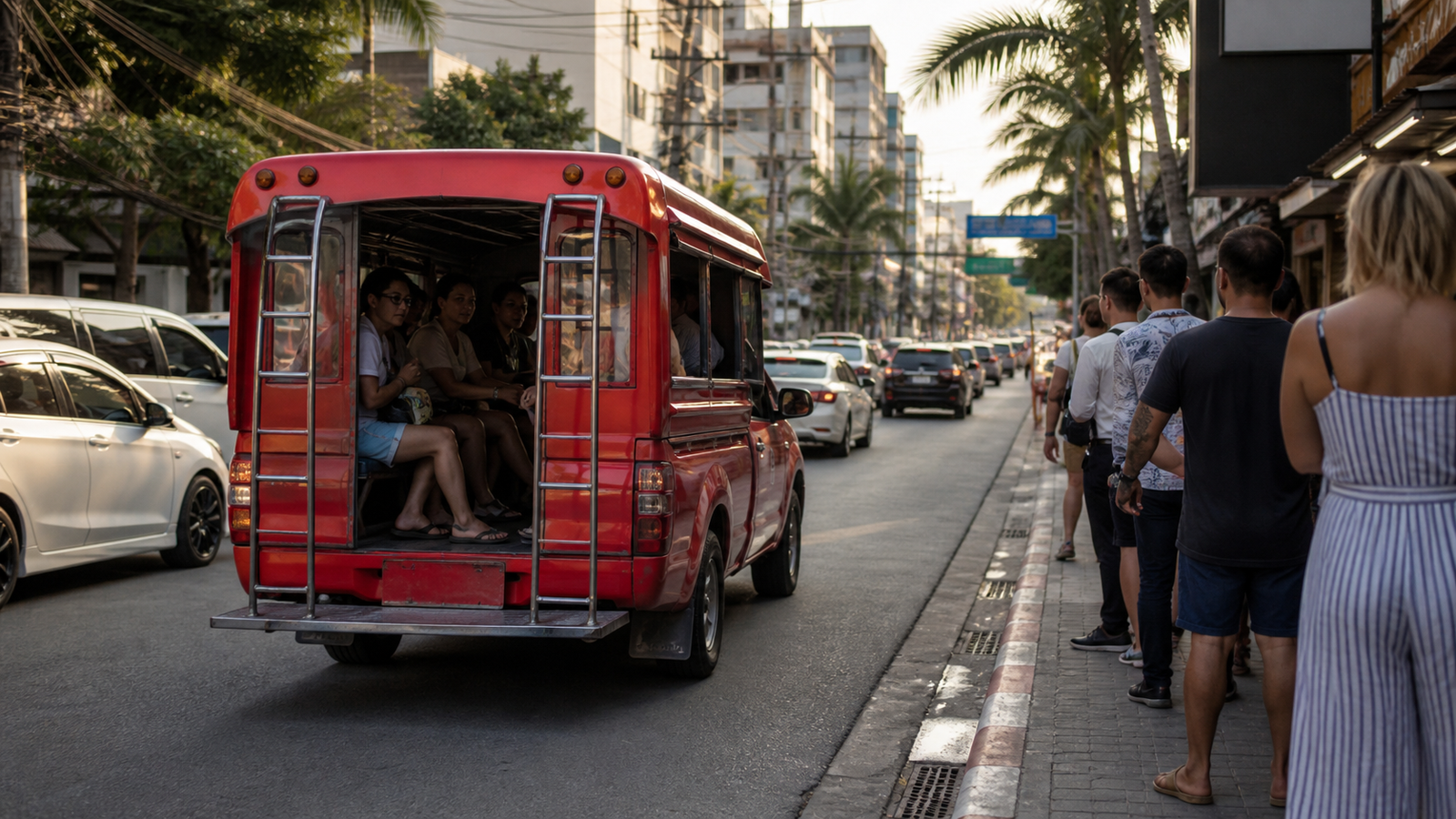 Pattaya Songthaew Traffic and Street Awareness